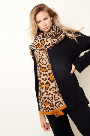 Winter scarf leopard print Brown Acrylic h5 Picture2